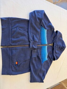 Aviator Narion size small Navy Zip Hoodie with Blue Stripe Detail